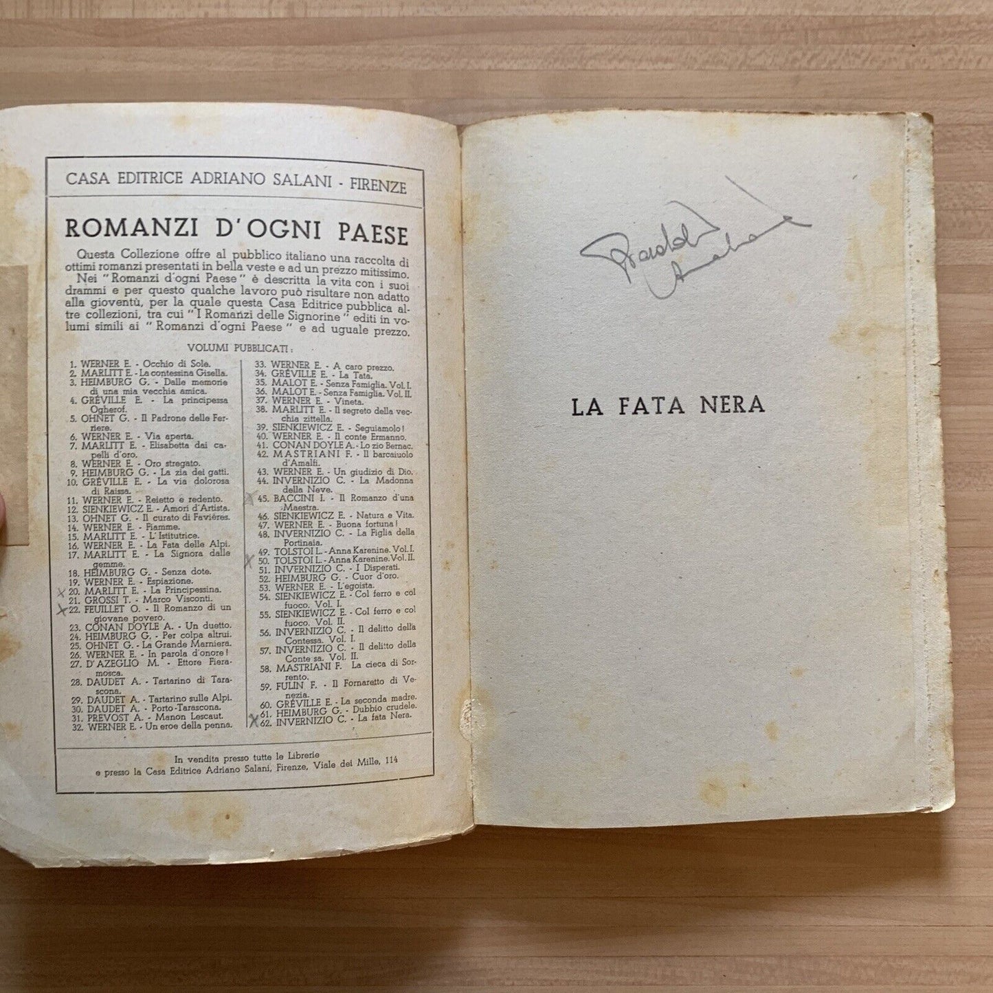 LA FATA NERA - C. INVERNIZZO, SALANI EDITORE. Romanzi d'ogni paese 1941 #