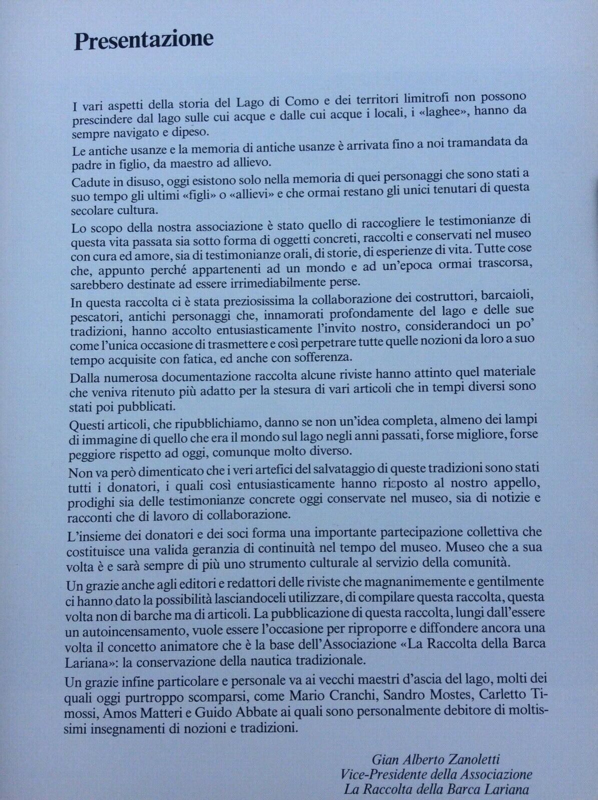 IL MUSEO DELLA BARCA LARIANA, LAGO DI COMO 1988