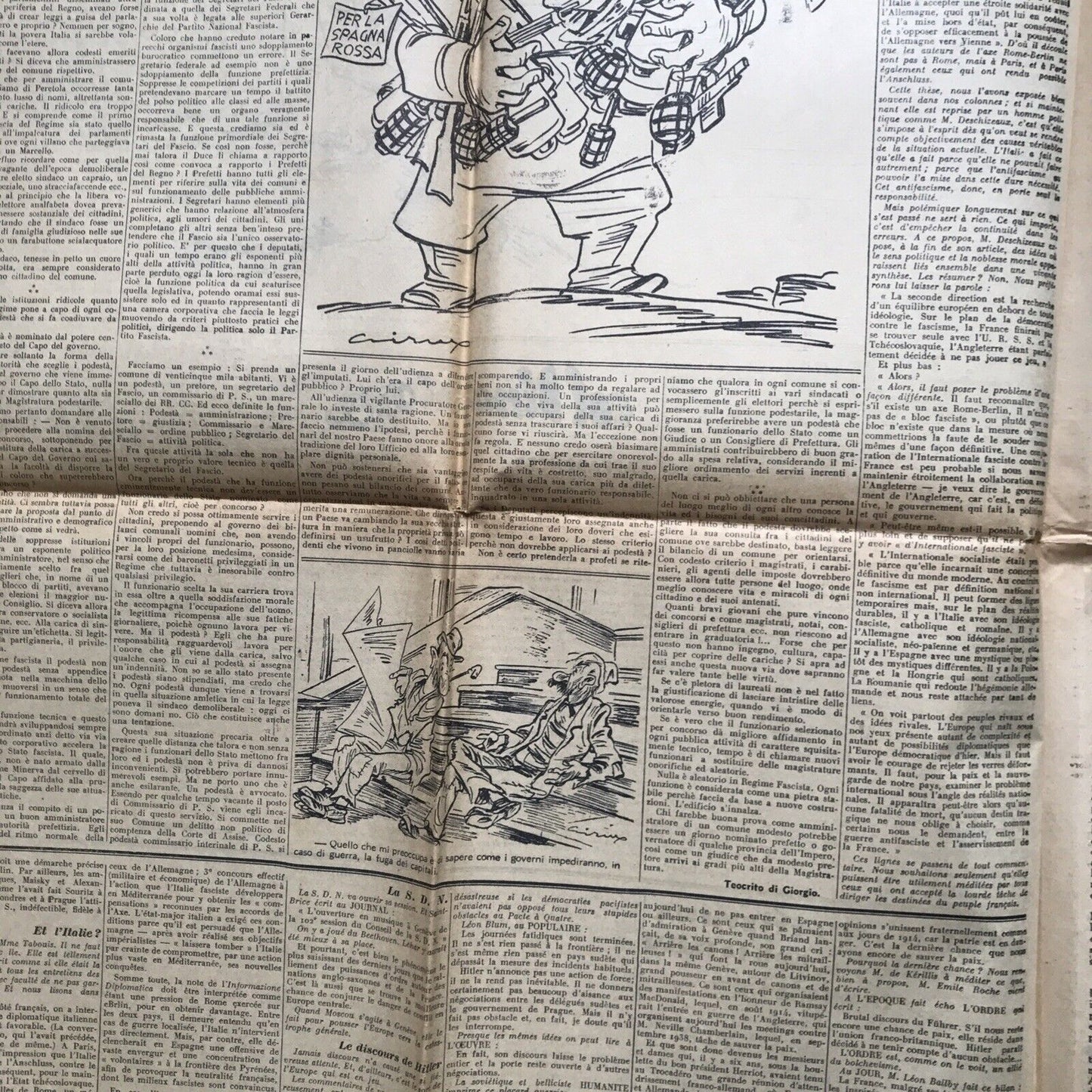 TRIBUNA D'ITALIA anno 2 n. 39 -Parigi 18 settembre 1938 POLITICA SATIRA POLITICA