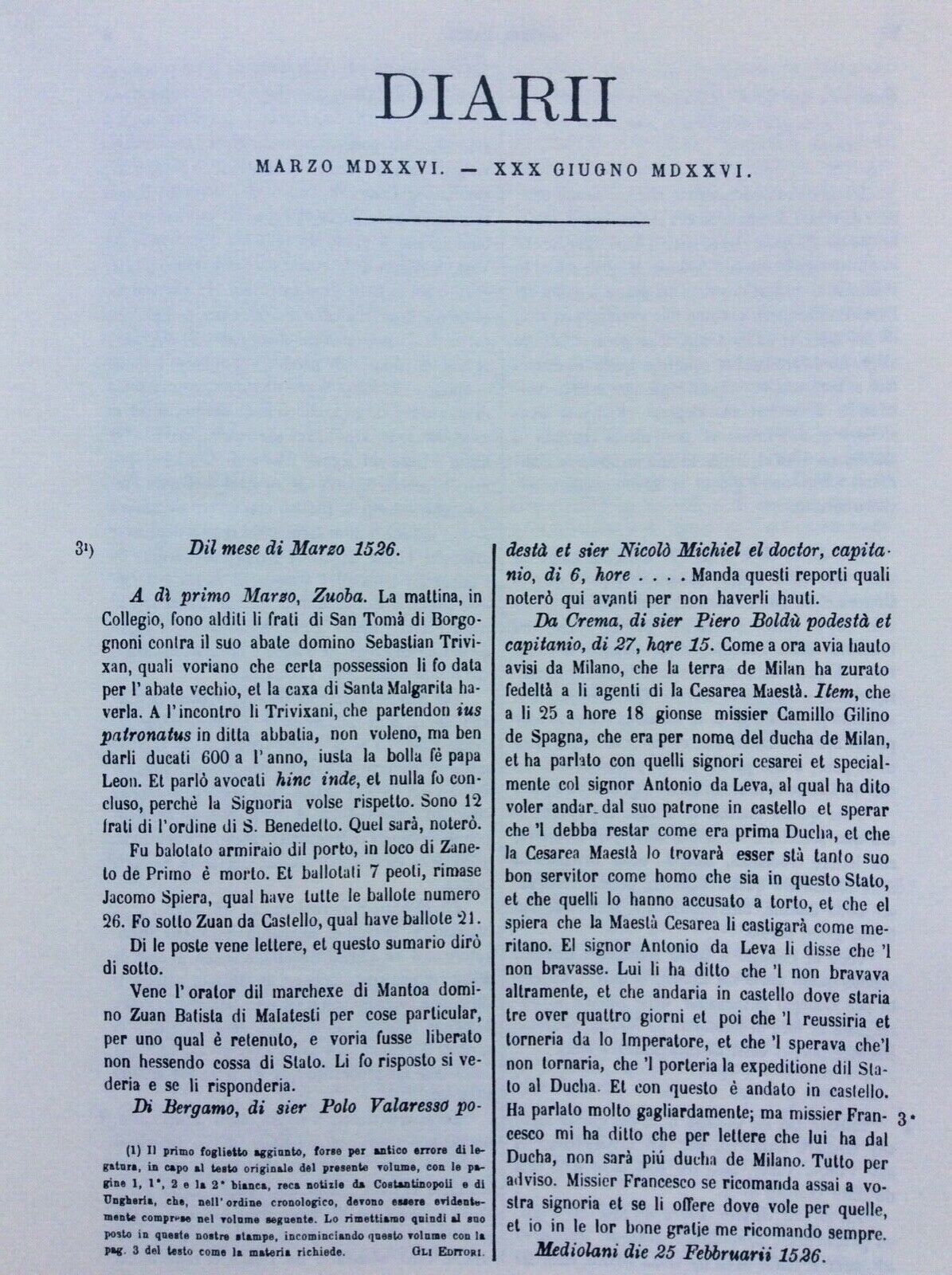 I DIARII DI MARINO SANUTO VOLUME XLI ( 41). FORNI EDITORE BOLOGNA