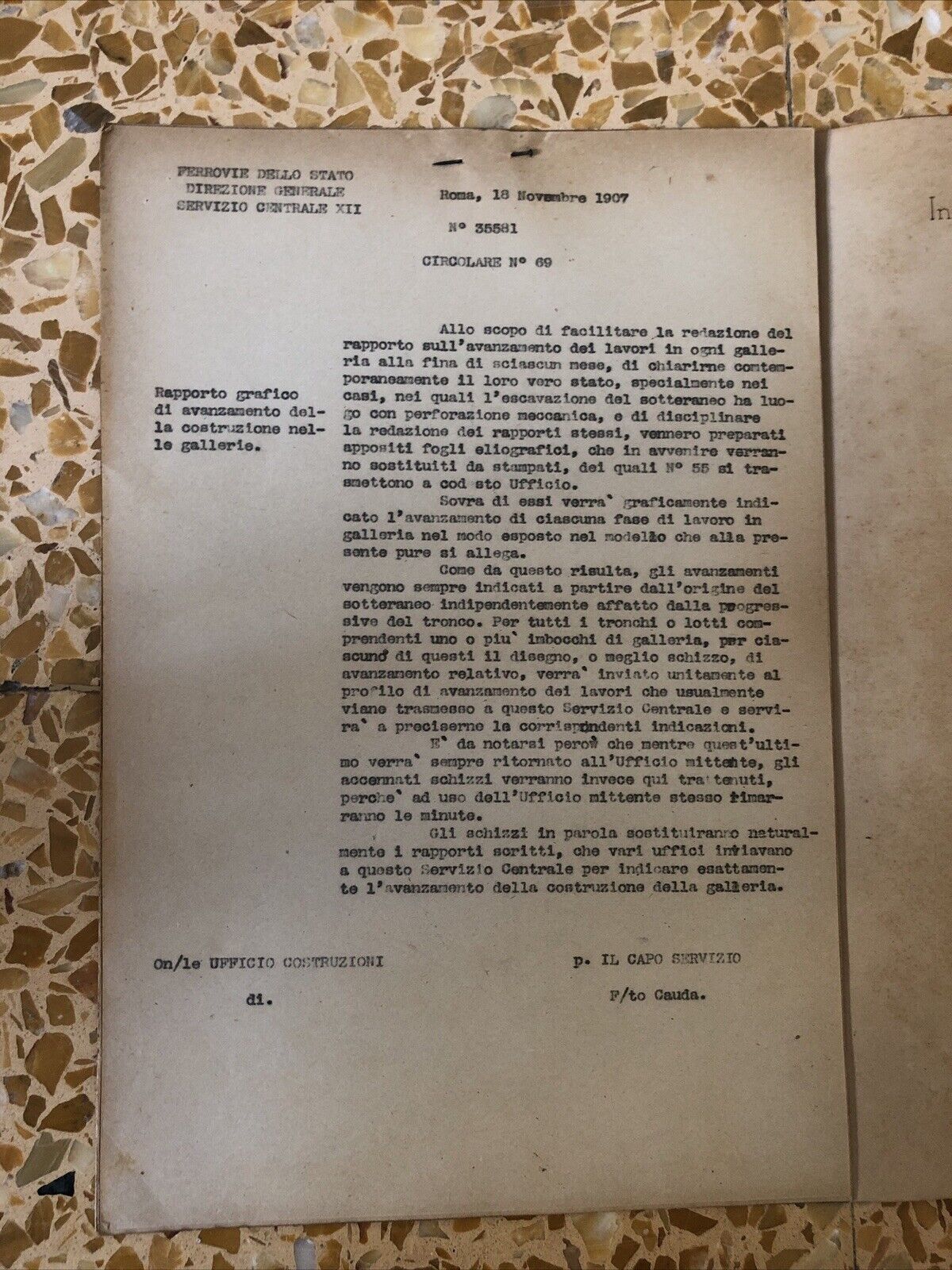 FERROVIE DELLO STATO 1907 - GALLERIA, andamento dei lavori