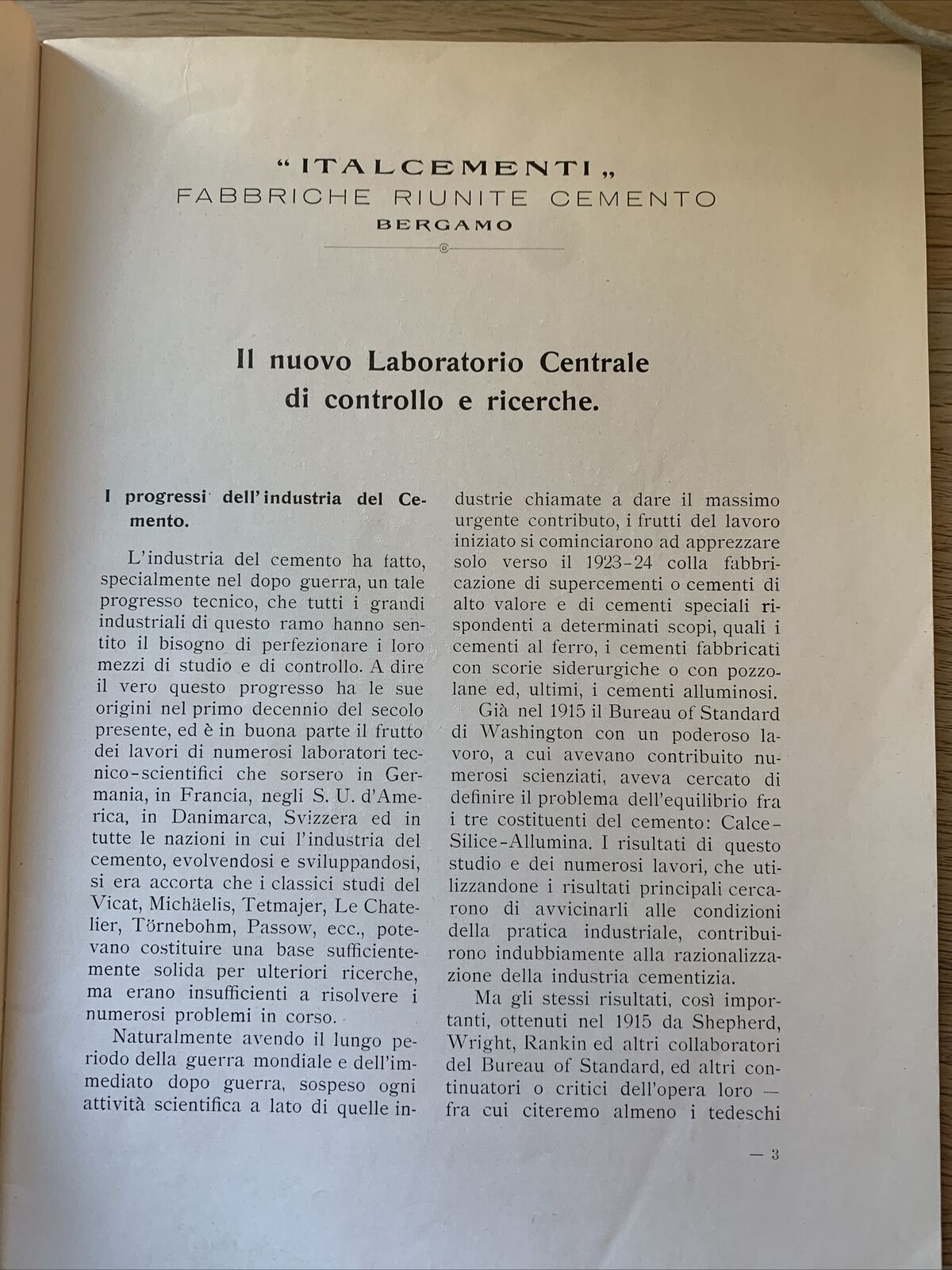 ITALCEMENTI - Il nuovo laboratorio centrale di controllo e ricerche - 1930 #