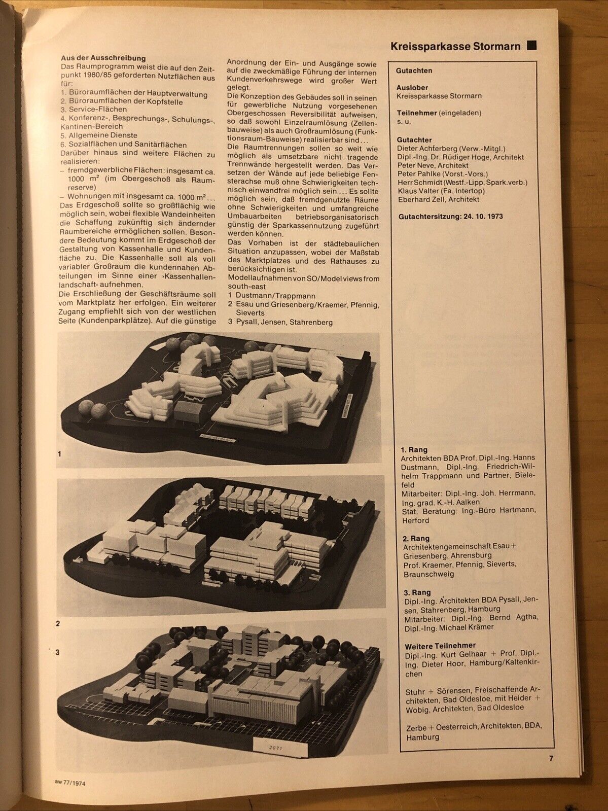 ARCHITEKTUR WETTBEWERBE 77 Sparkassen Banken. Banks ARCHITECTURE MAGAZINE 1974