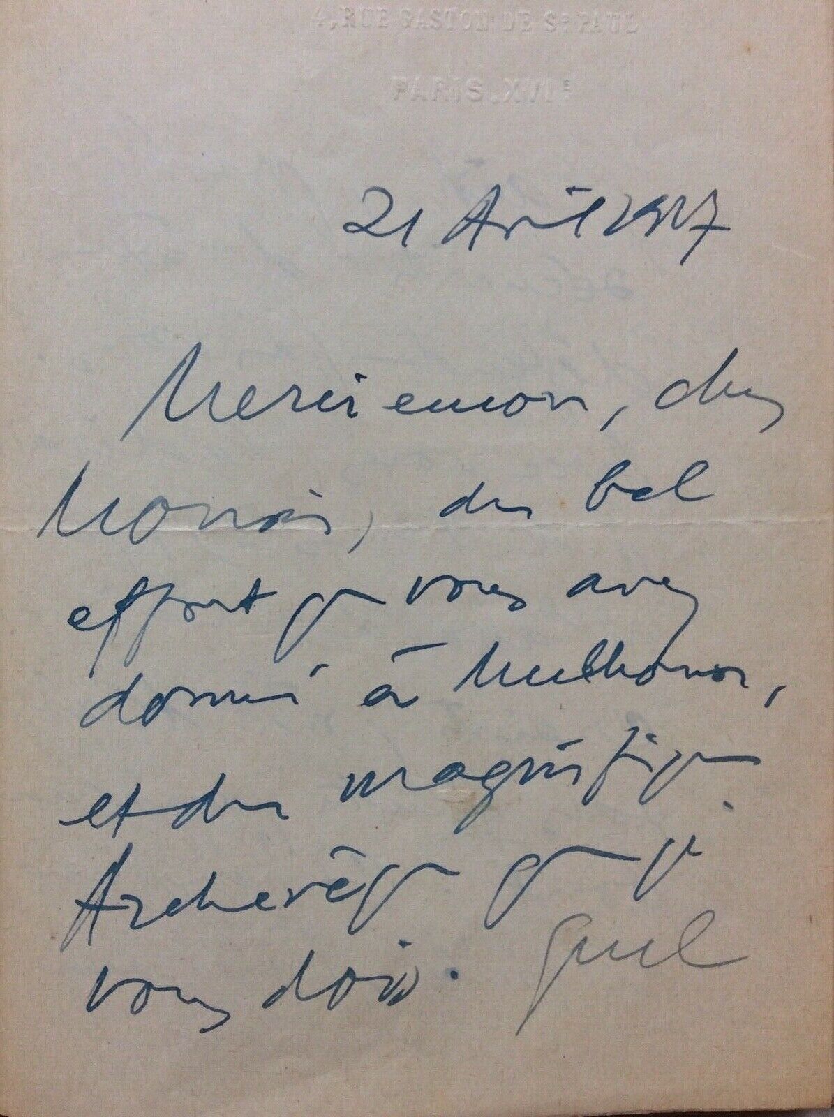 ROLAND. GEORGES LACASSIE. 1923. Autografato e dedica a Jacques Berlioz + lettera