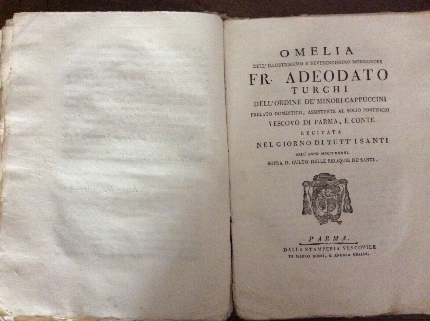 ADEODATO TURCHI - OMELIE E LETTERE PASTORALI Parma stamperia vescovile 1788-1794