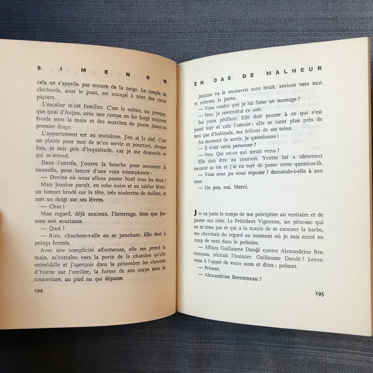 EN CAS DE MALHEUR, Georges Simenon, presses de la cite 1956