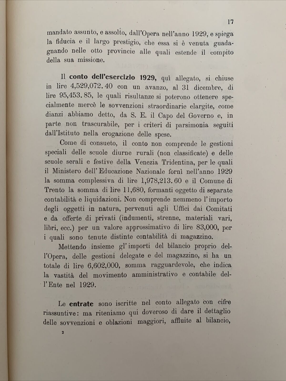 OPERA NAZIONALE DI ASSISTENZA ALL'ITALIA REDENTA - Relazione e rendiconto 1929 #