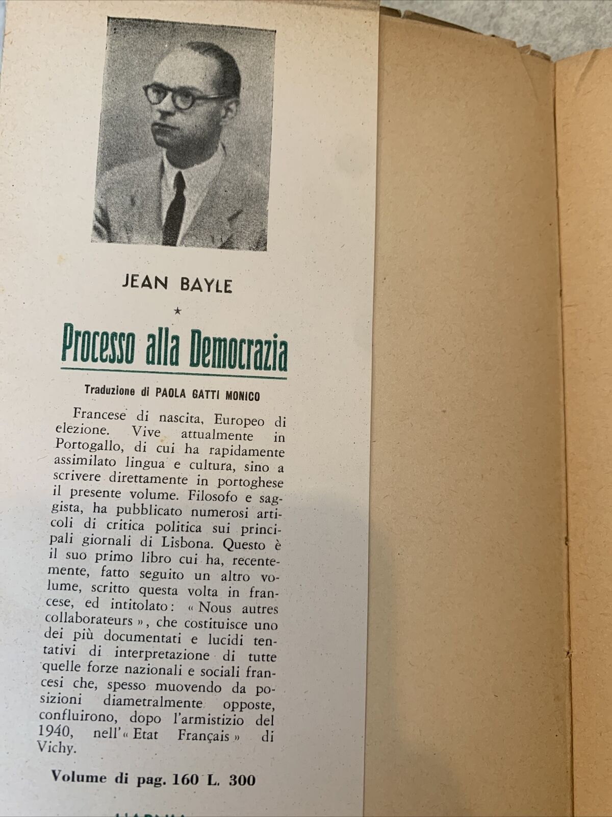 PROCESSO ALLA DEMOCRAZIA - JEAN BAYLE, L'ARNIA 1950 #