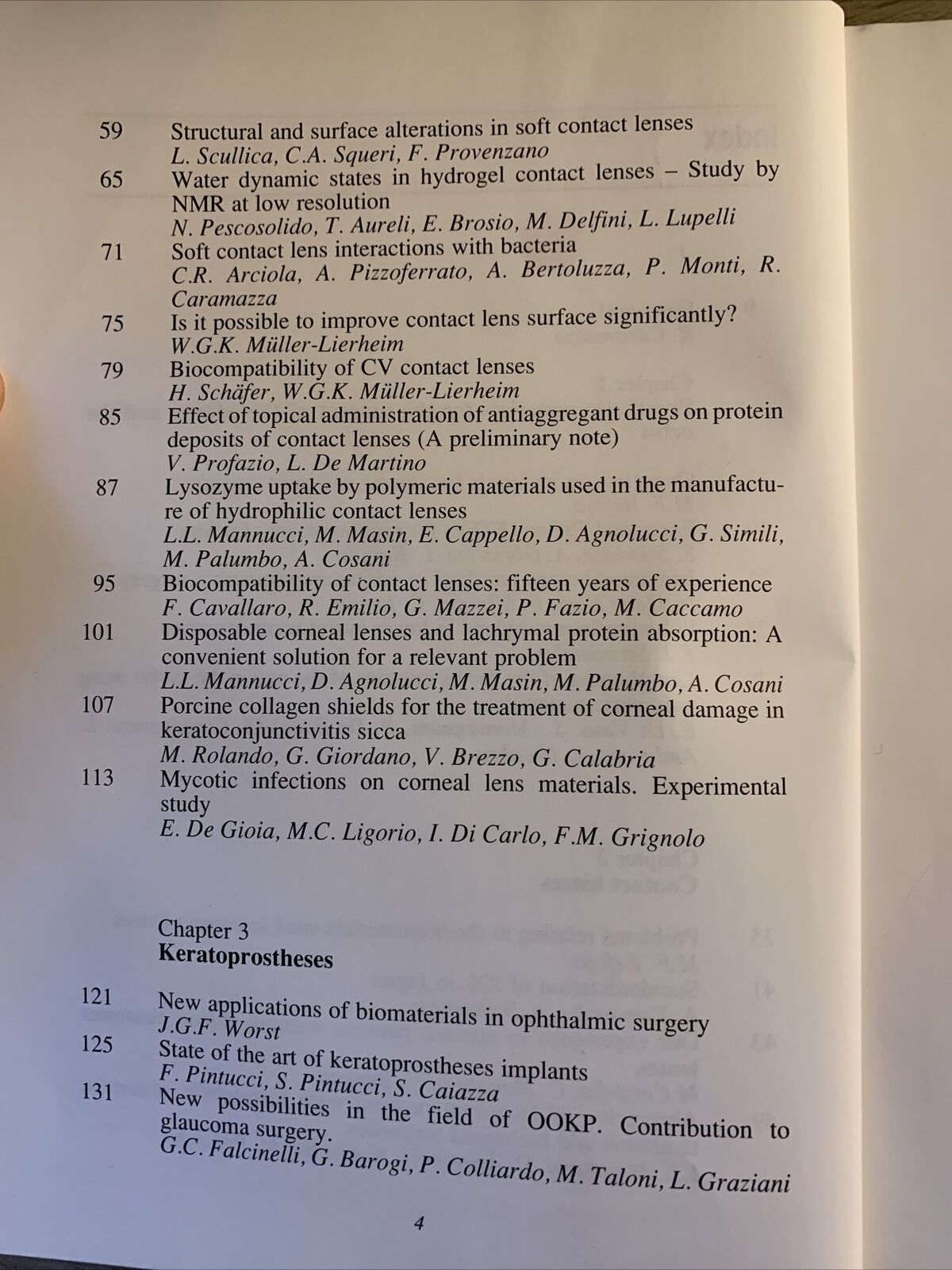 BIOMATERIALS IN OPHTALMOLOGY an interdisciplinary approach. Caramazza, Versura #