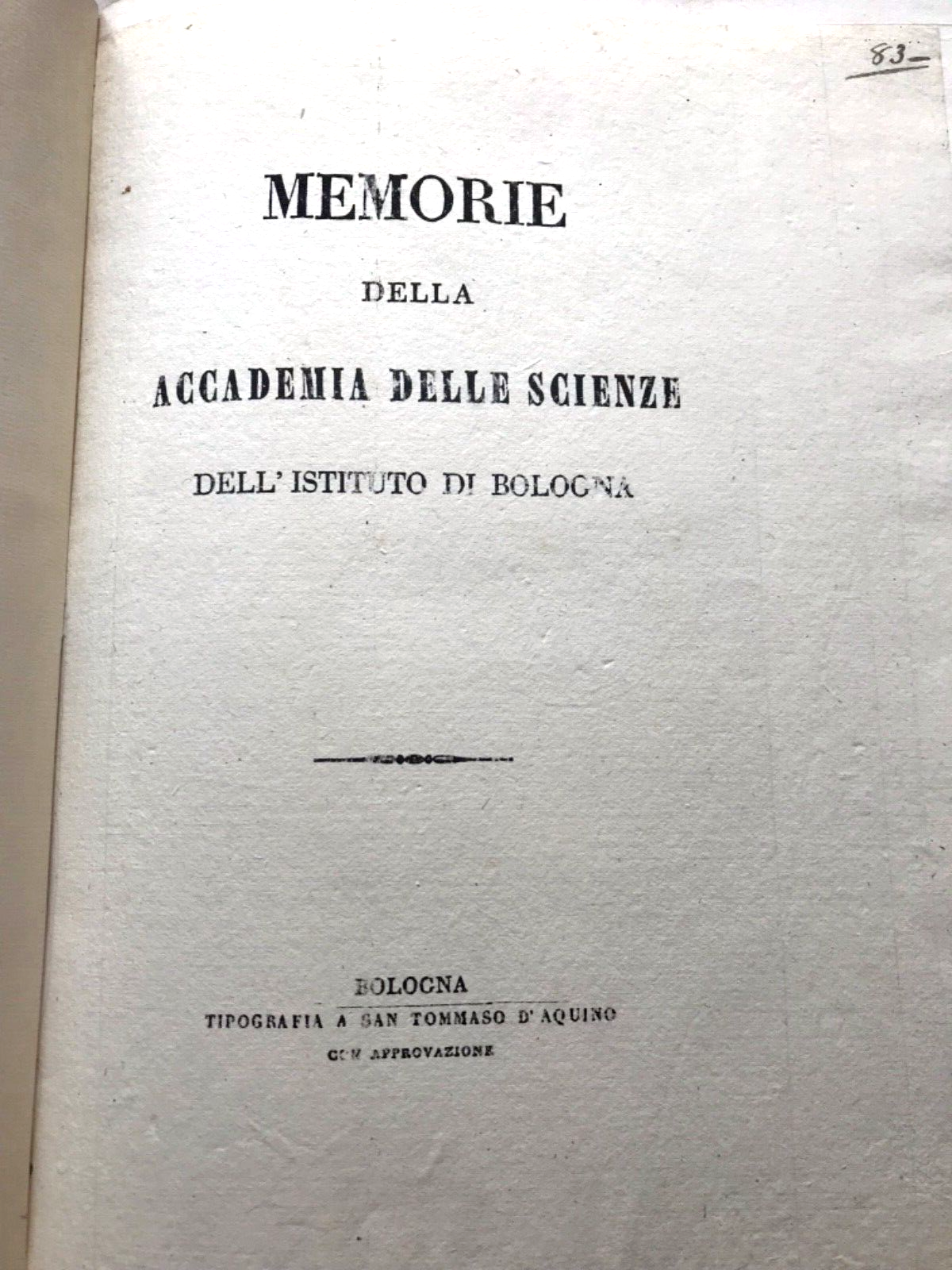 RIZZOLI FRANCESCO BOLOGNA MEMORIE ACCADEMIA DELLE SCIENZE 1847-1879, 29