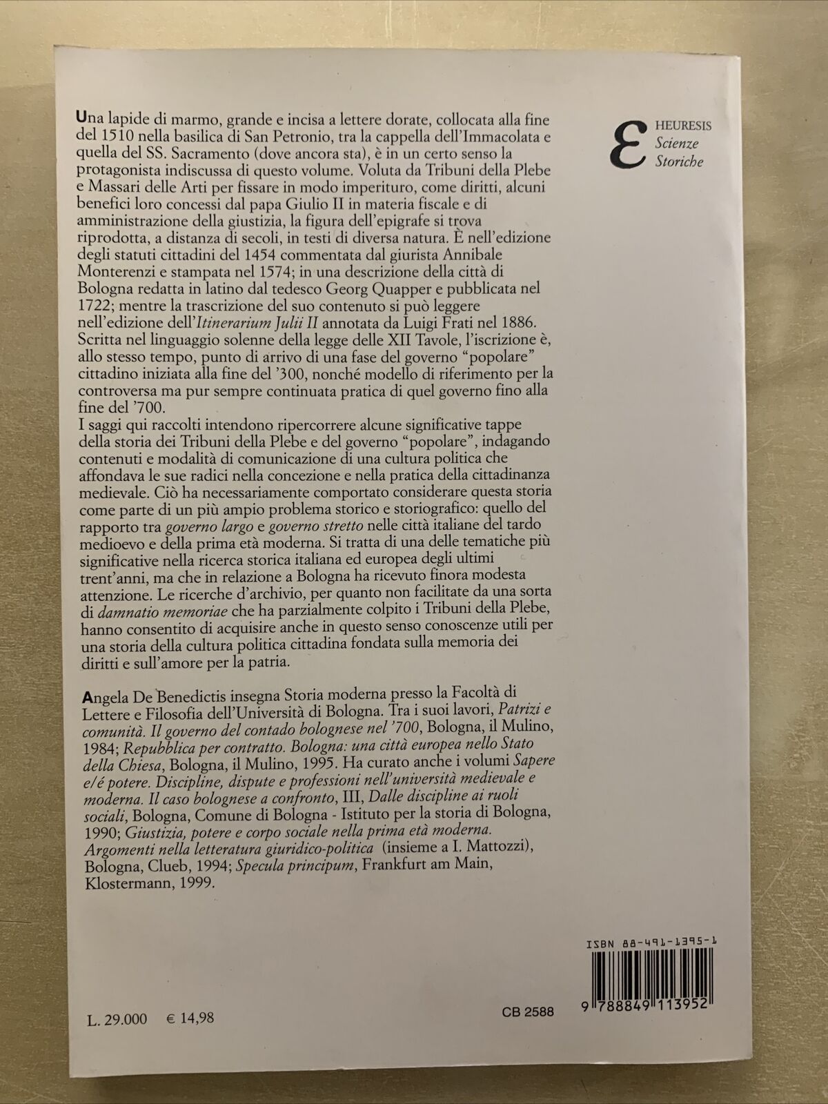 Diritti in memoria, carità di patria. Tribuni della plebe e governo Bologna #