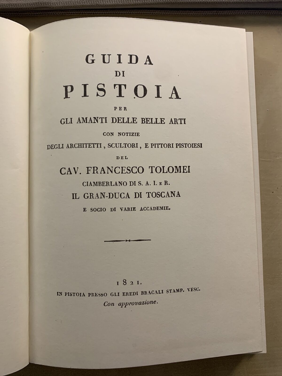 GUIDA DI PISTOIA - FRANCESCO TOLOMEI. ARNALDO FORNI ristampa anastatica 1975