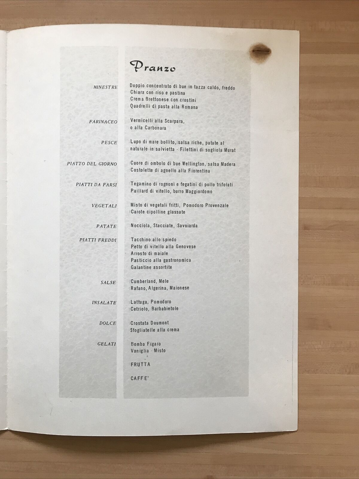 Menù Vintage Lloyd Triestino, anno 1963, T/N Galileo Galilei, crociera Inaugural