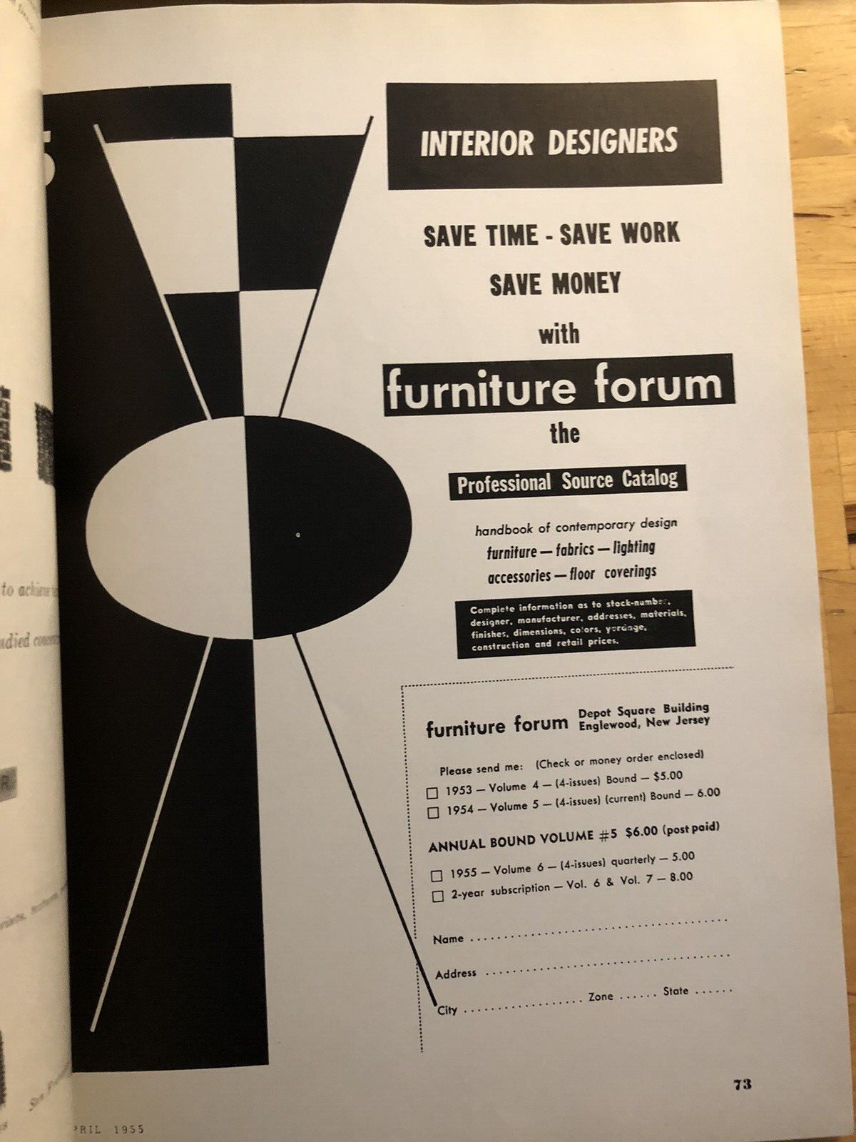 INTERIORS MAGAZINE april 1955 Olga Gueft - Interiors, design, architecture