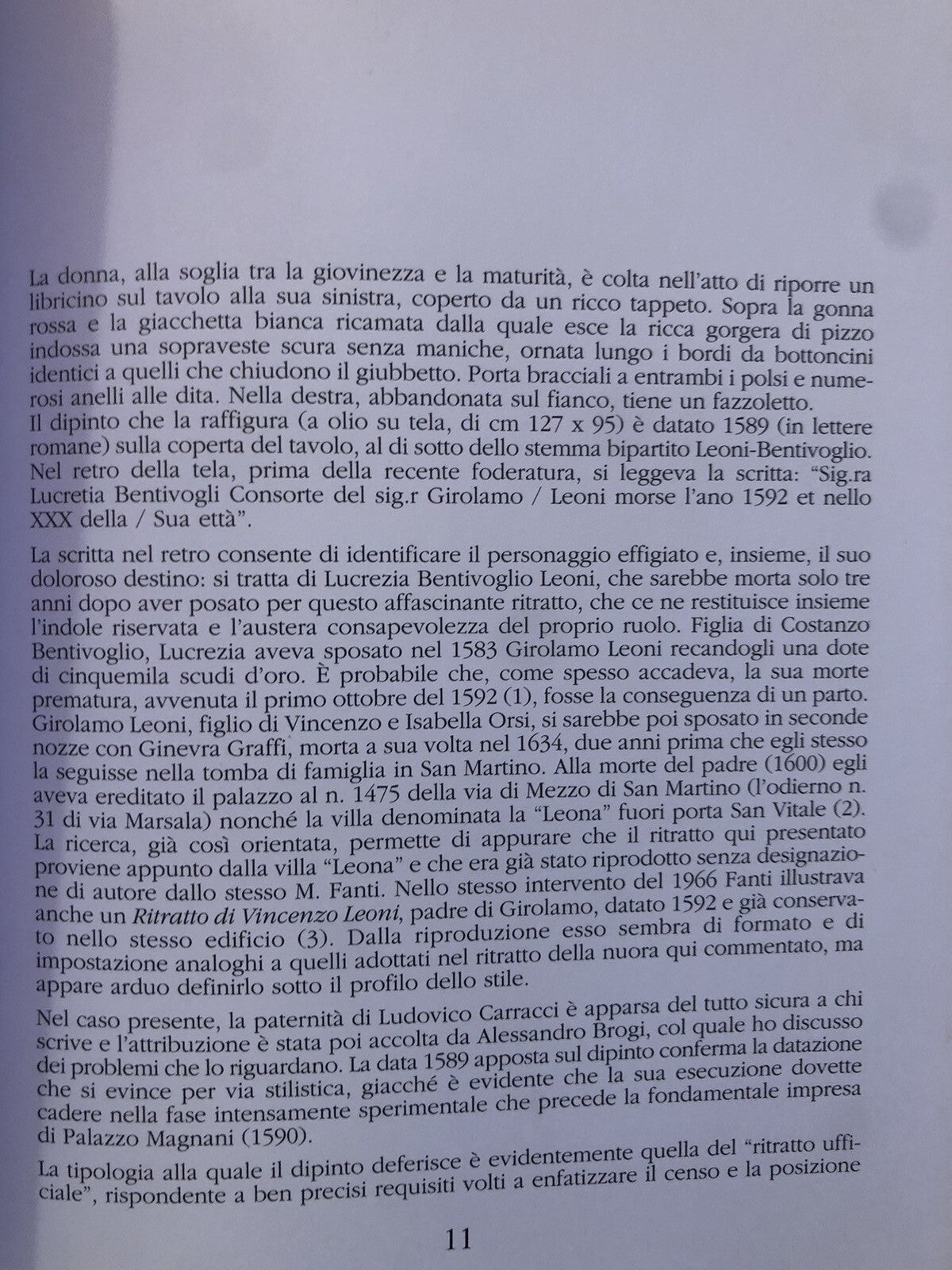 Ludovico Carracci ritratto di Lucrezia Bentivoglio Leoni, comune di Bologna 1996