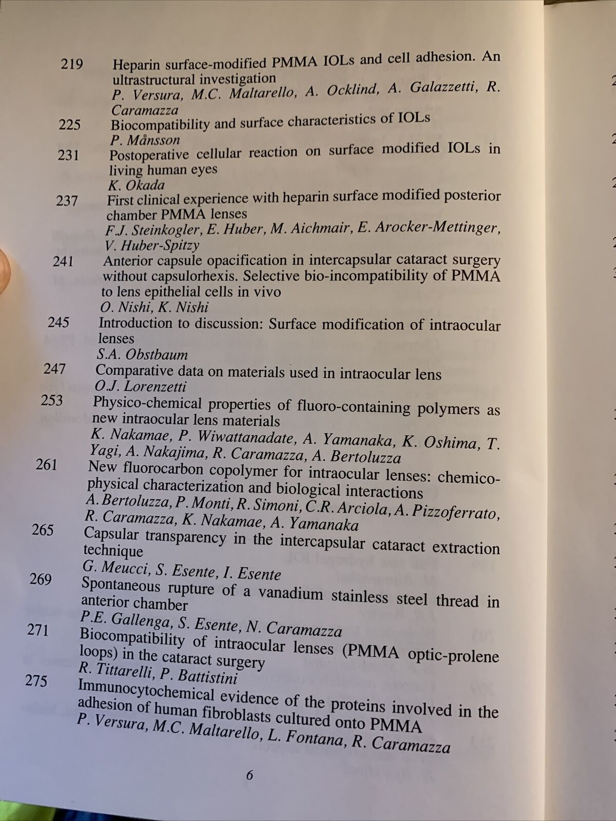 BIOMATERIALS IN OPHTALMOLOGY an interdisciplinary approach. Caramazza, Versura #