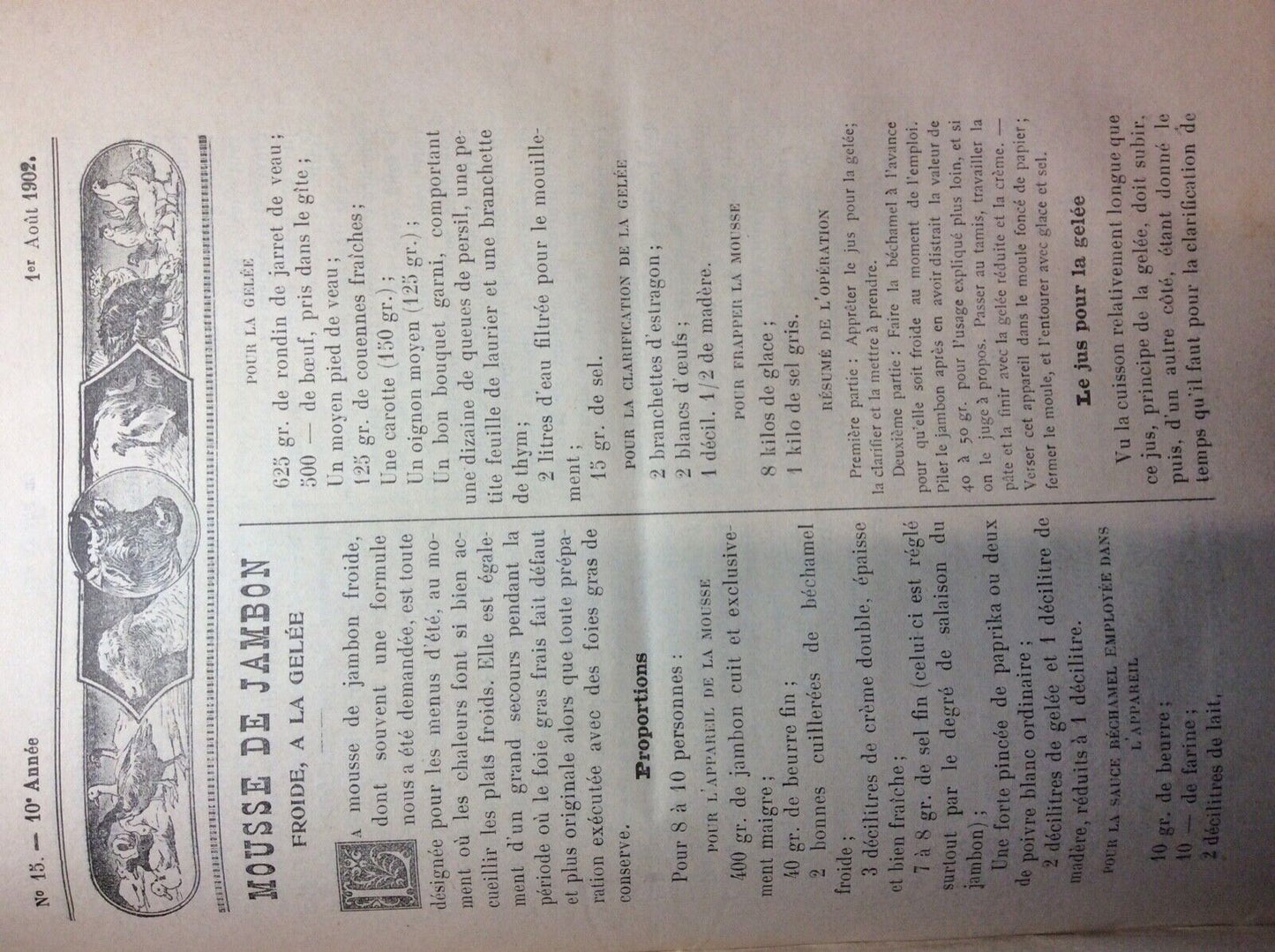LE POT AU FEU, CUISINE 1902 ANNÉE COMPLET, BIMENSUEL, 24 NUMÉRO, DIXIÈME ANNÉE.