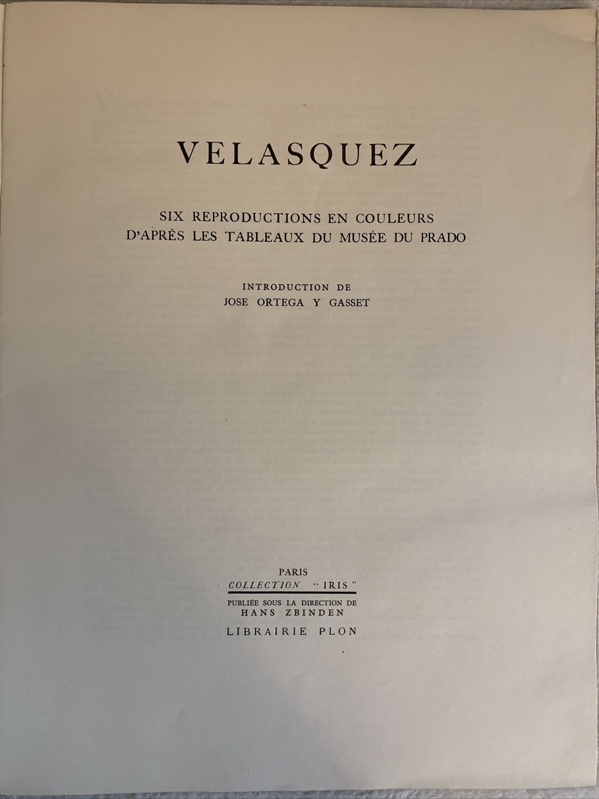 Velasquez, six reproductions en couleurs. Librairie Plon 1943
