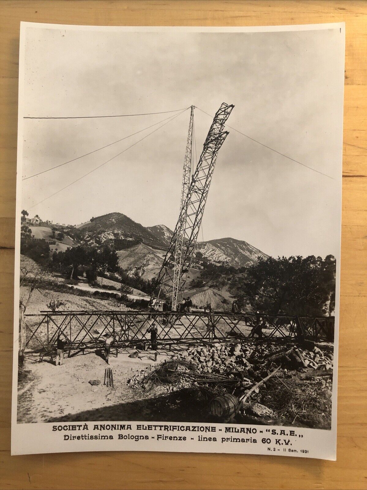 FERROVIE direttissima Bologna Firenze, elettrificazione. 1931