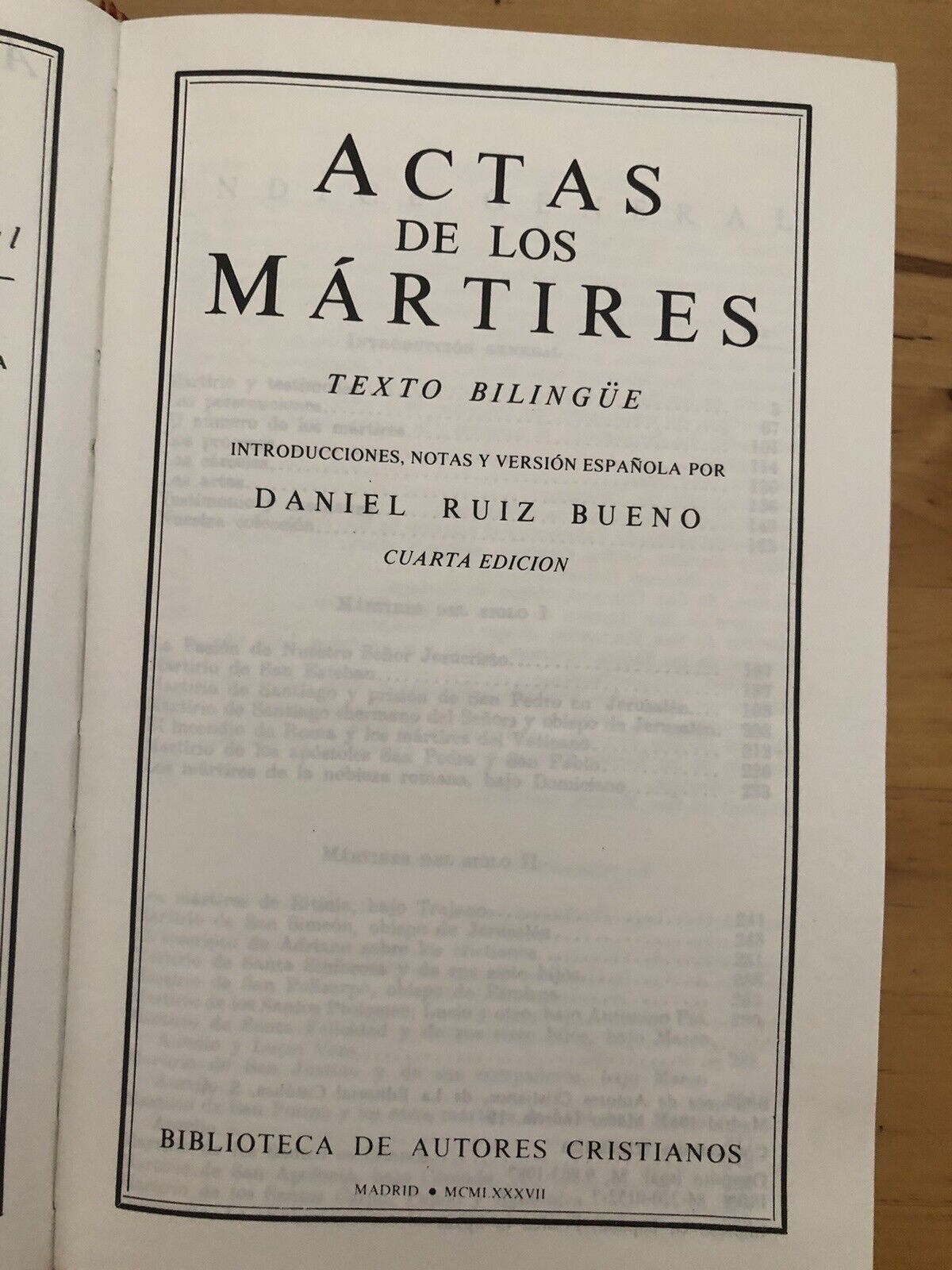 ACTAS DE LOS MARTIRES - DANIEL RUIZ BUENO. BIBLIOTECA DE AUTORES CRISTIANOS 1987