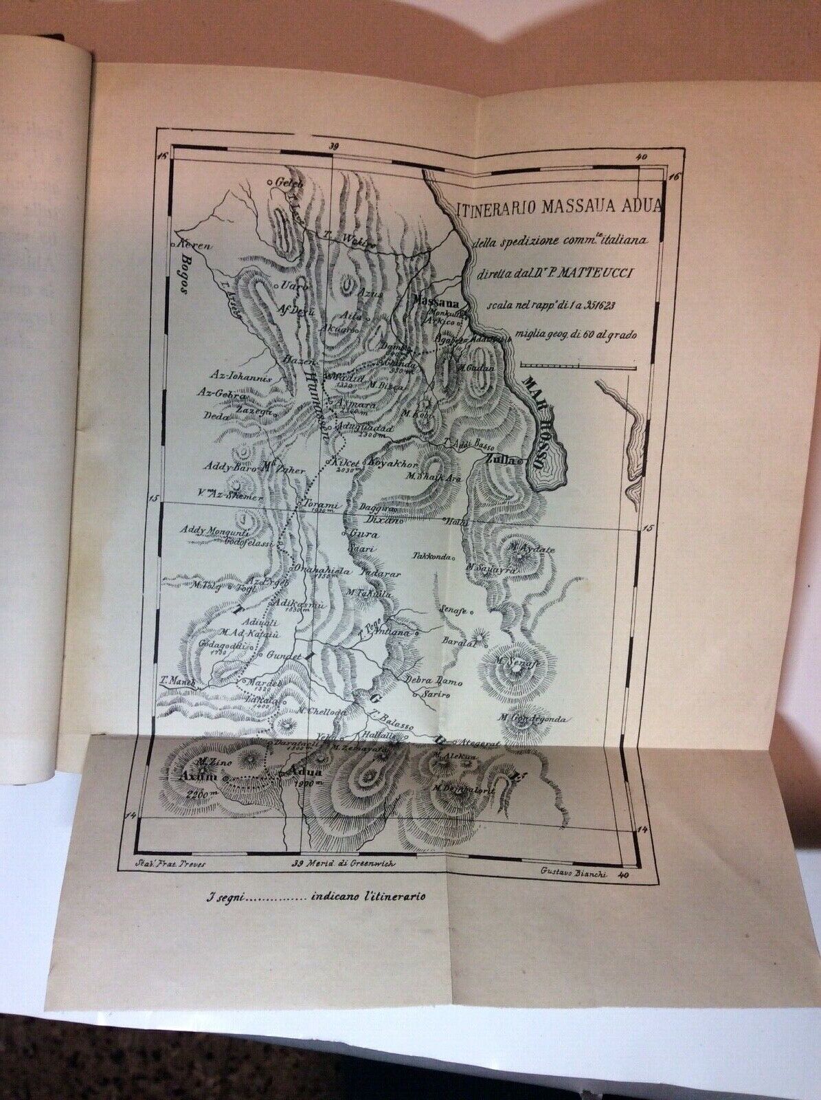 IN ABISSINIA VIAGGIO DI PELLEGRINO MATTEUCCI, TREVES 1880 con tre carte geografi