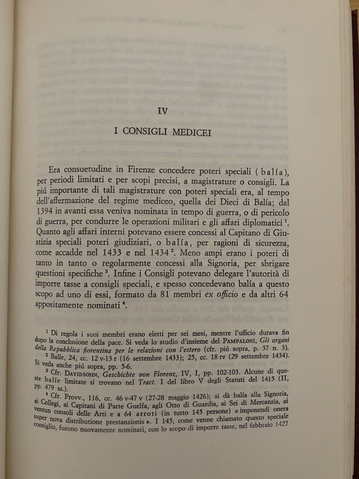 Il Governo di Firenze sotto i Medici 1434-1494 Nicolai Rubinstein 1ª ediz. 1971
