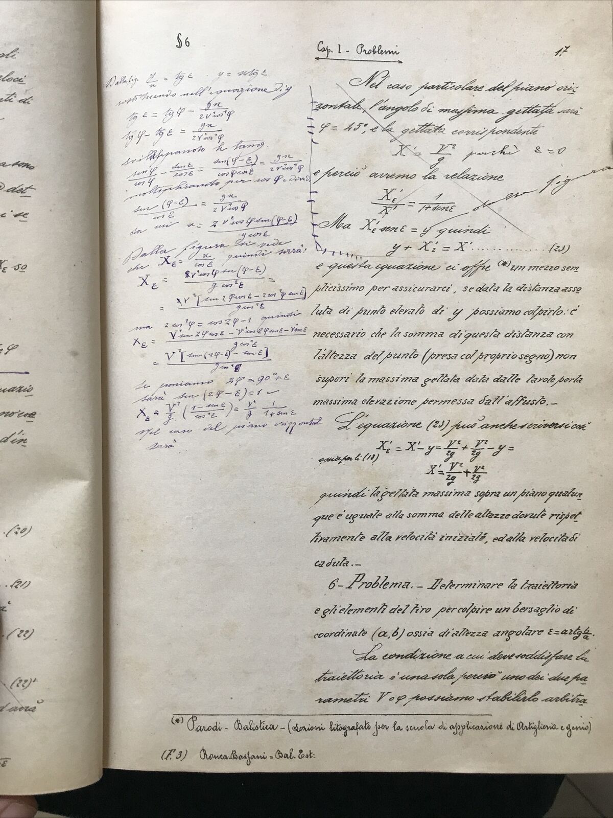 Lezioni di balistica esterna anno 1894-95, Ronca-Bassani, tipo-lit. navale