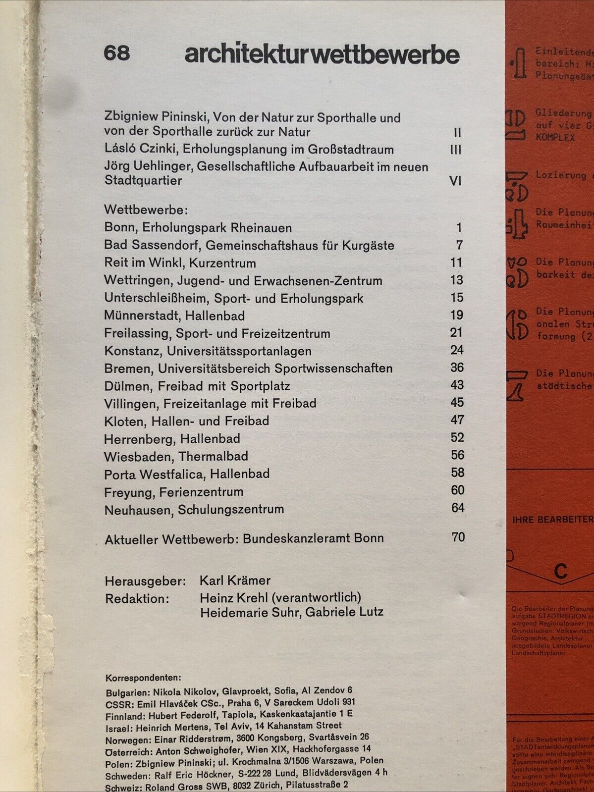 ARCHITEKTUR WETTBEWERBE 68 architecture sports game recreational facilities 1971