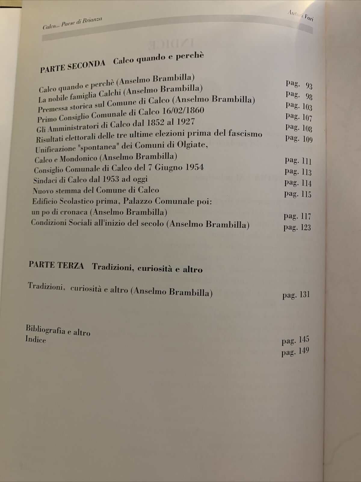 CALCO . . . Paese di Brianza. Autori Vari, Don Carlo Borghi 1998 #