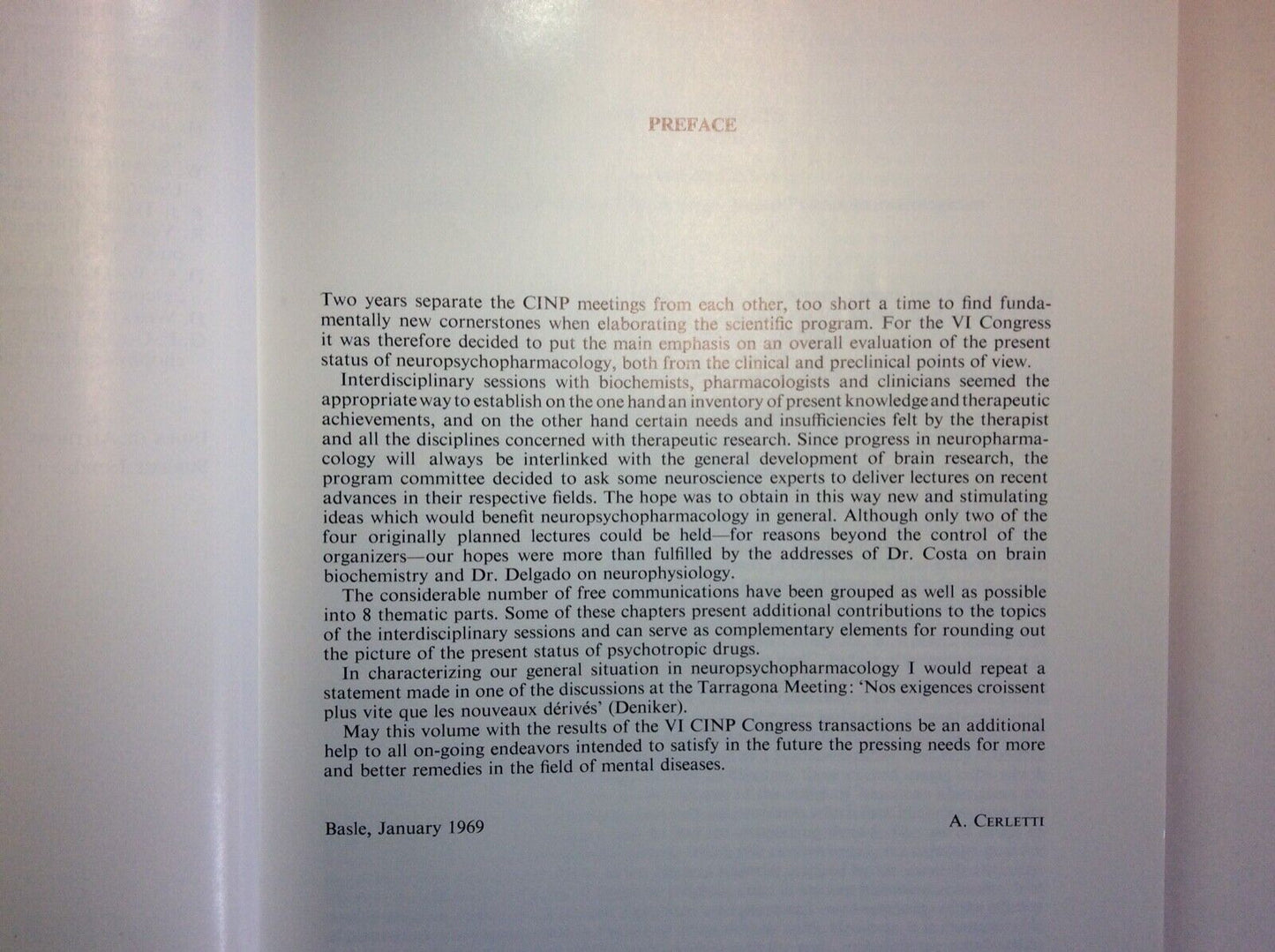 THE PRESENT STATUS OF PSYCHOTROPIC DRUGS - EXCERPTA MEDICA FOUNDATION 1969