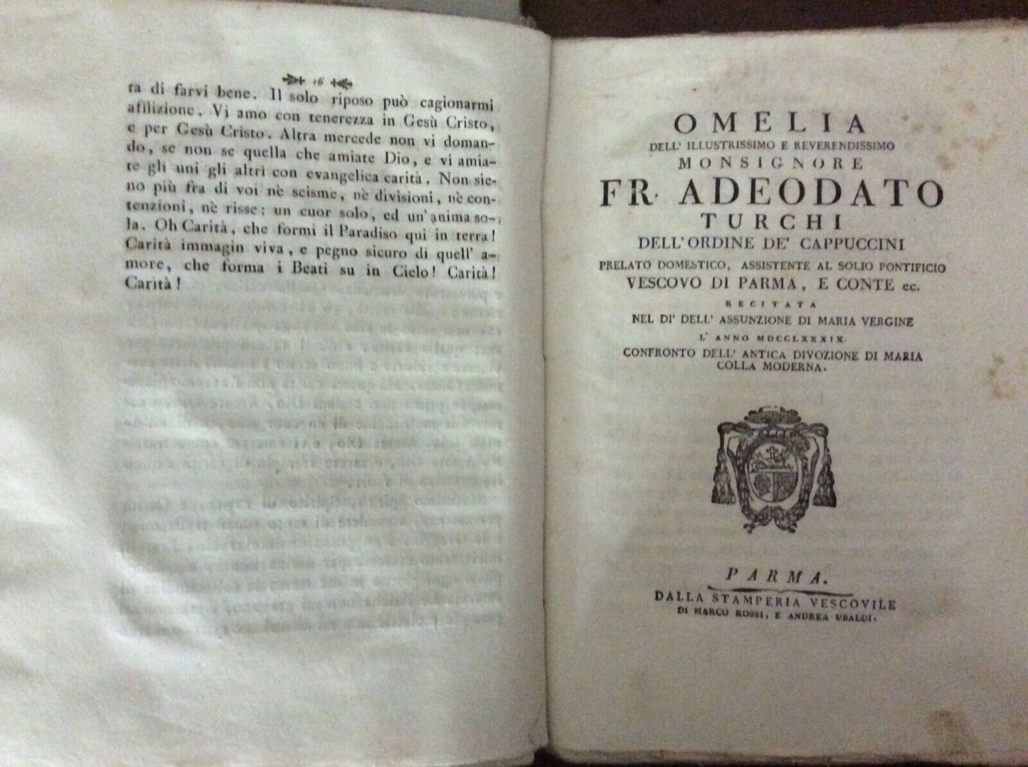 ADEODATO TURCHI - OMELIE E LETTERE PASTORALI Parma stamperia vescovile 1788-1794