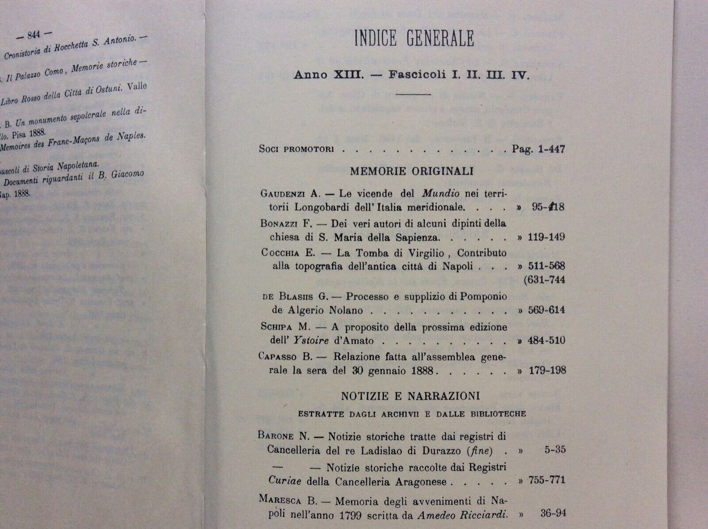 ARCHIVIO STORICO PER LE PROVINCE NAPOLETANE, ANNO TREDICESIMO, FORNI ristampa