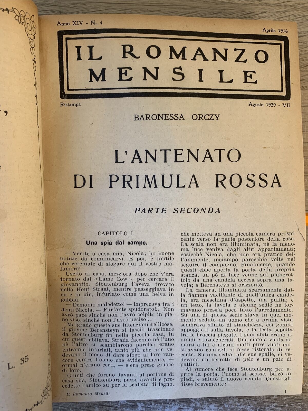 LA PRIMULA ROSSA - 8 NUMERI RILEGATI A LIBRO RISTAMPE DEL 1929/30