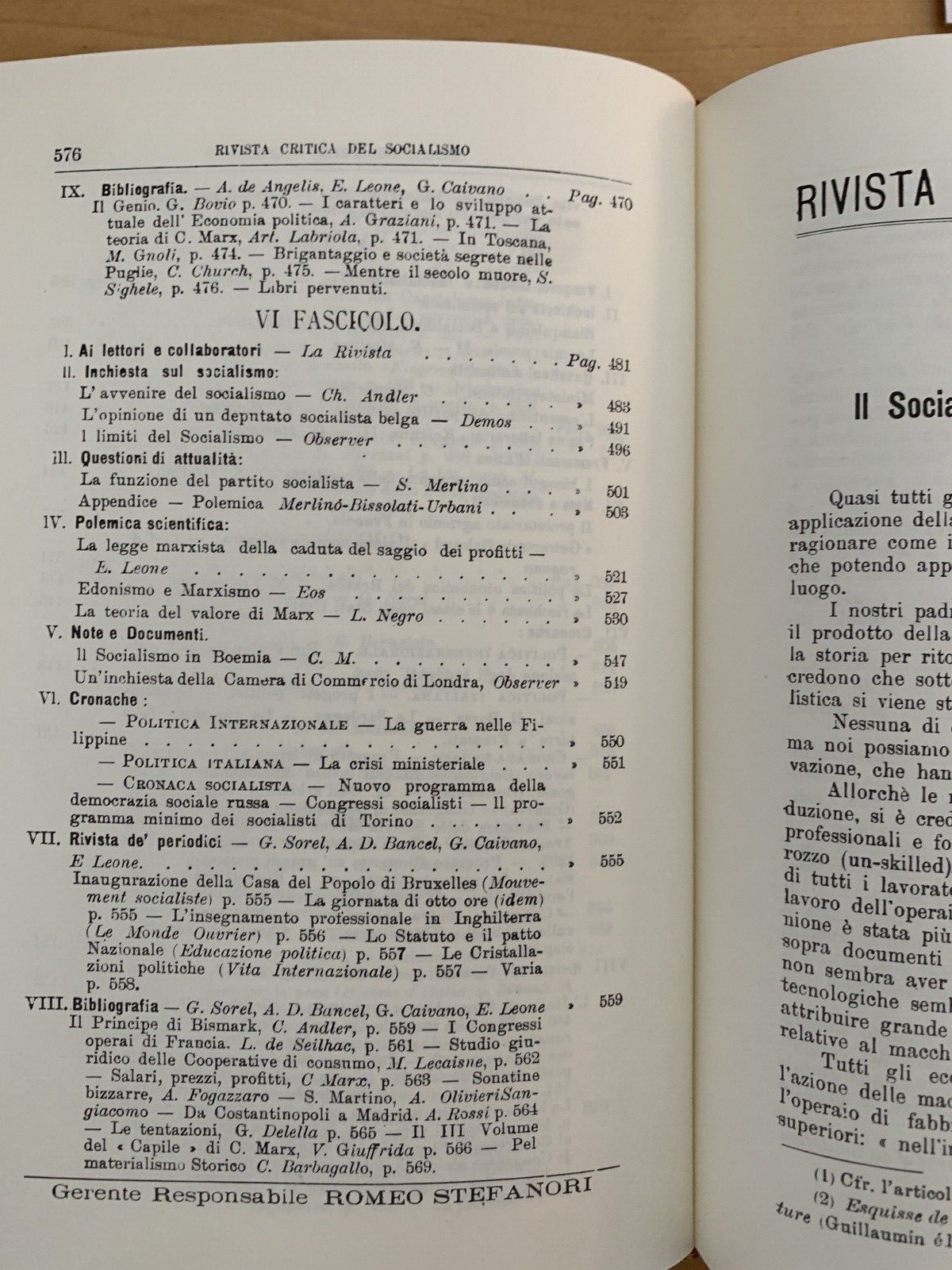 Rivista critica del socialismo, Saverio Merlino 2 volumi XII fascicoli. ristampa
