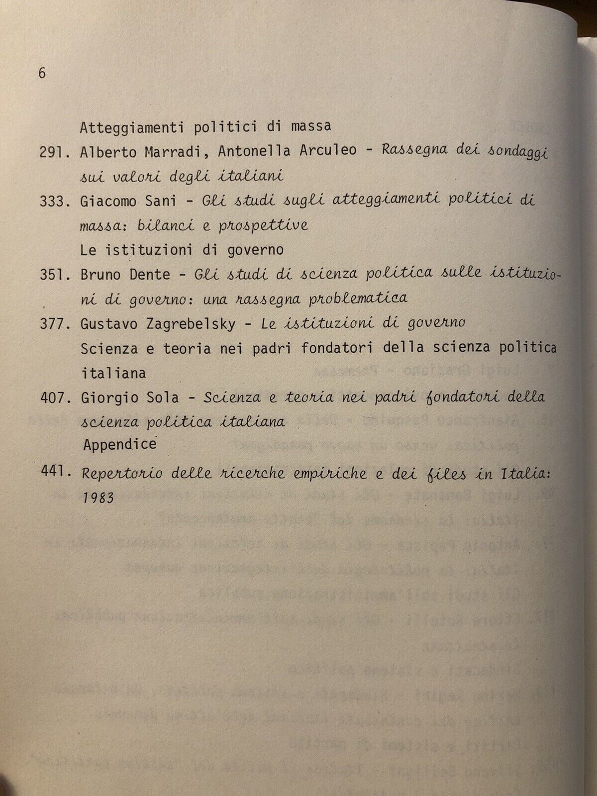 La scienza politica in Italia: materiali per un bilancio, fondazione Feltrinelli