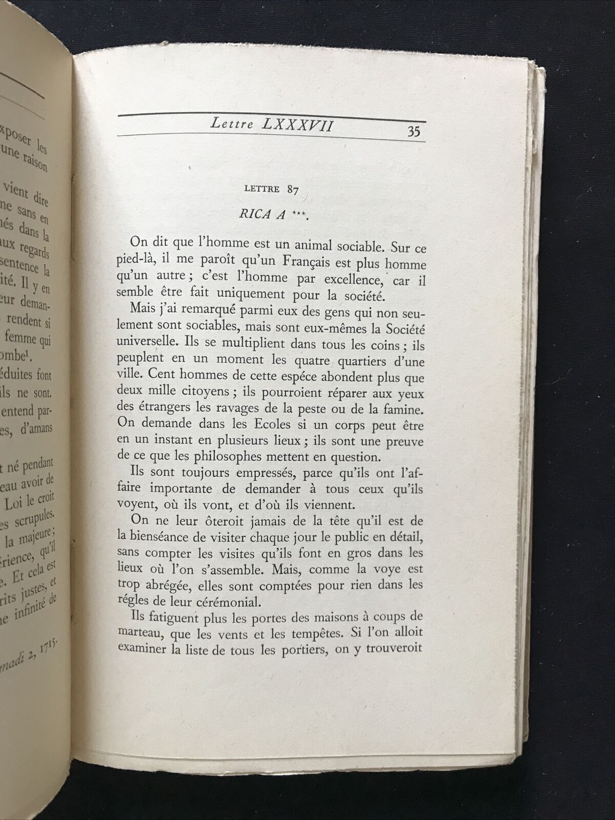 MONTESQUIEU - Lettres Persanes, oeuvres complètes 2 volumi 1929