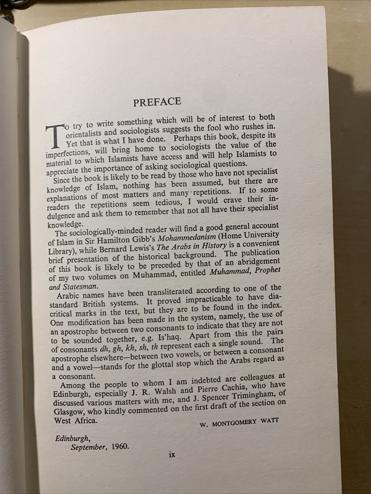 ISLAM AND THE INTEGRATION OF SOCIETY. MONTGOMERY WATT 1966
