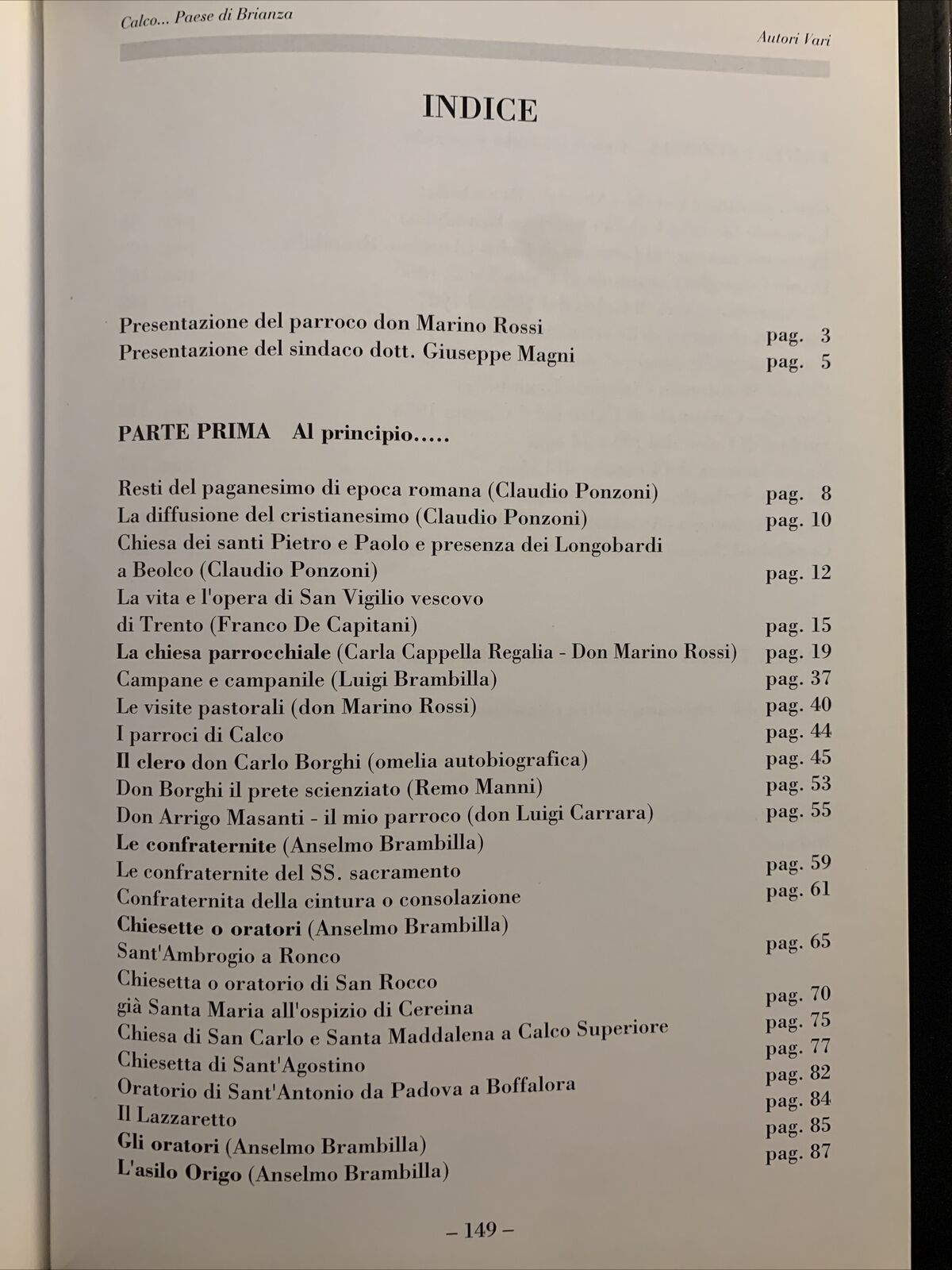 CALCO . . . Paese di Brianza. Autori Vari, Don Carlo Borghi 1998 #