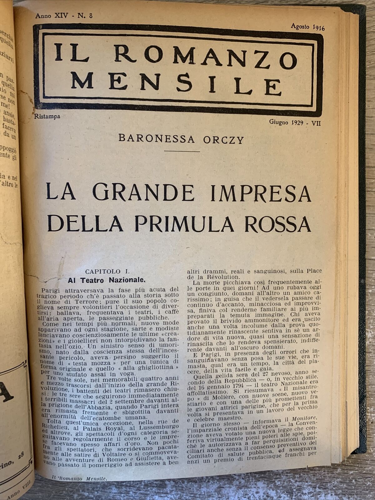 LA PRIMULA ROSSA - 8 NUMERI RILEGATI A LIBRO RISTAMPE DEL 1929/30
