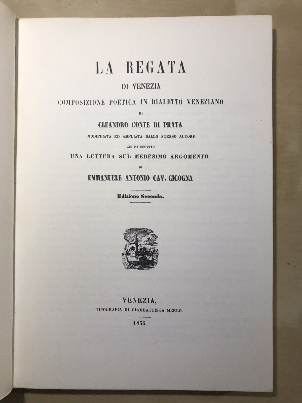 VENEZIA La Regata in Canal Grande, Composizione poetica in dialetto veneziano