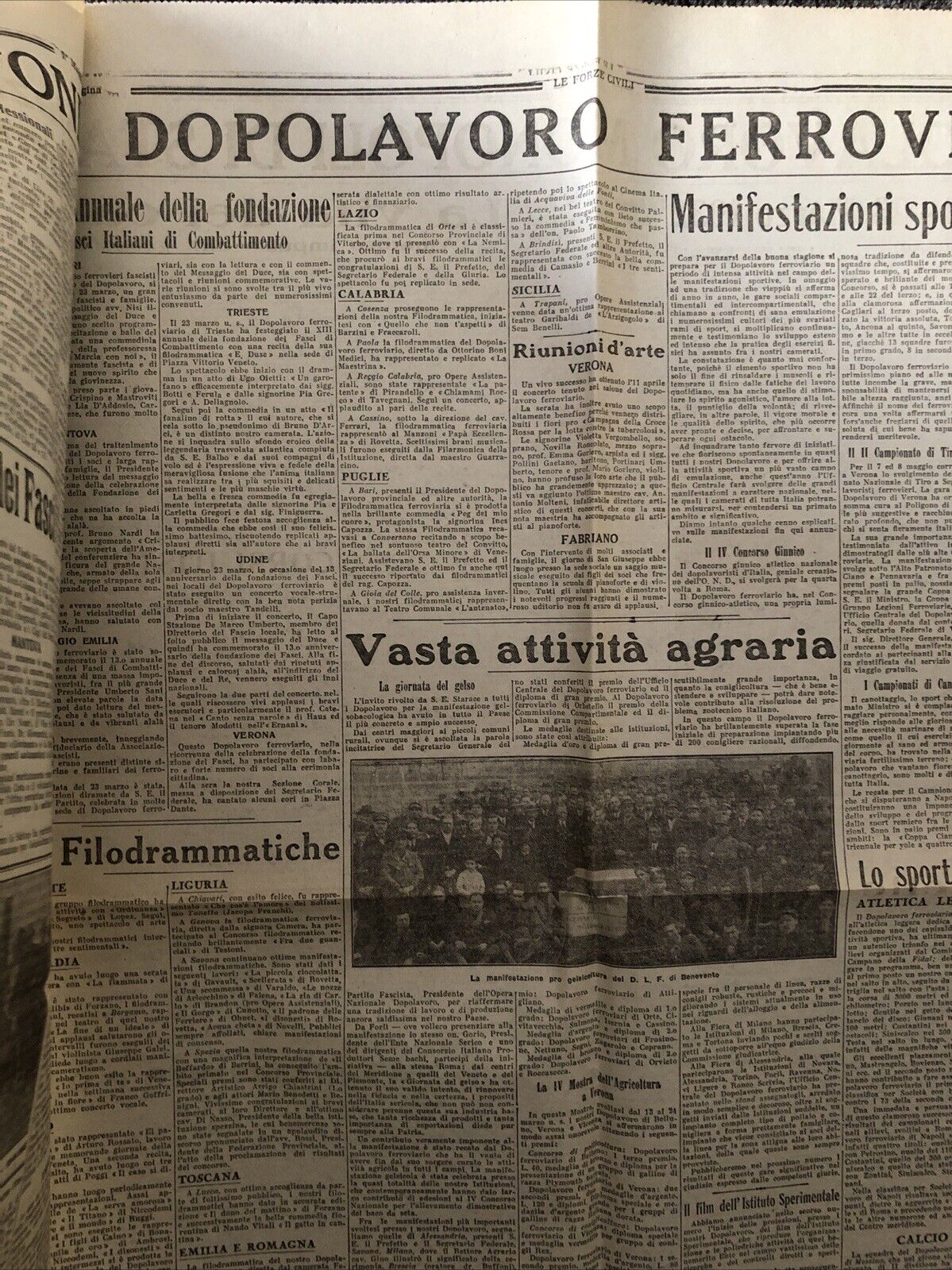 LE FORZE CIVILI giornale 1932 - Ferrovie dopolavoro ferroviario, aeronautica