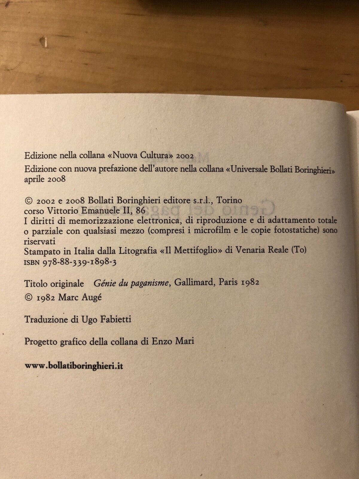 Genio del paganesimo Marc Augé - Bollati Boringhieri 2008