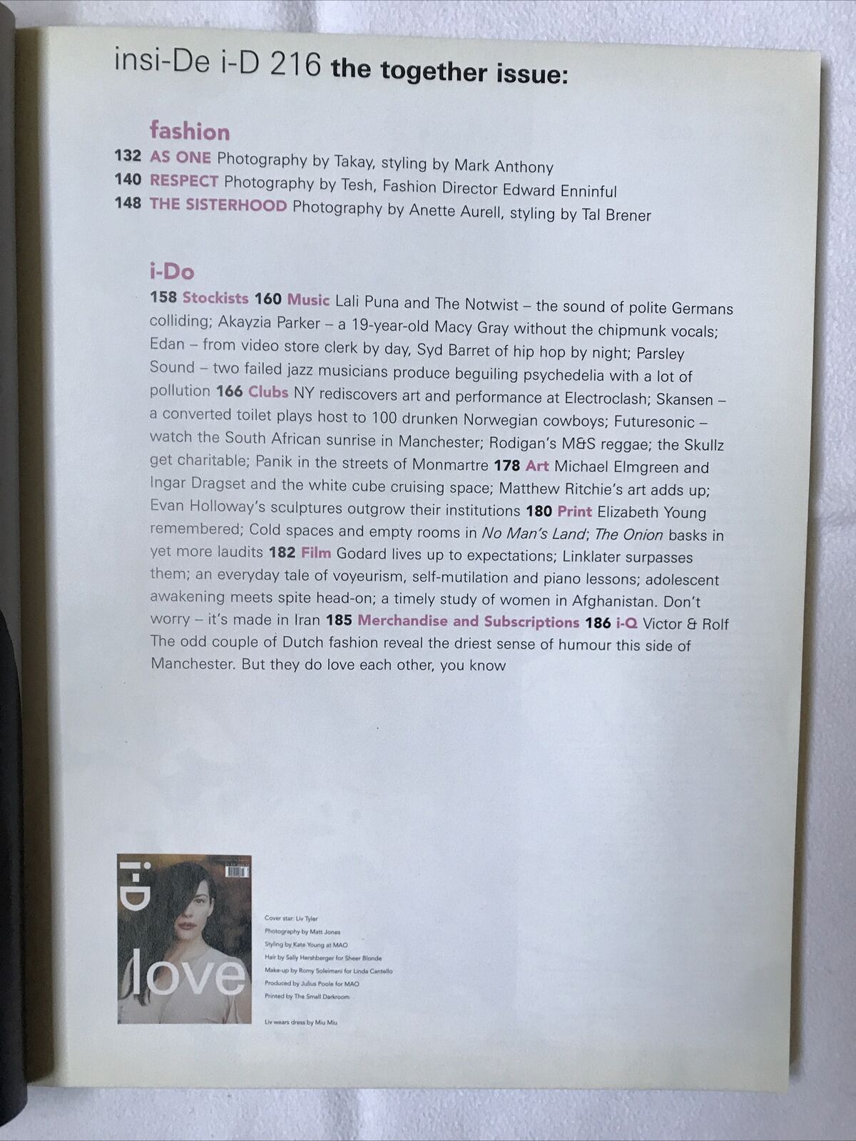i-D Magazine no. 216 The together issue Ryan Gosling - Liv Tyler, Orlando Bloom