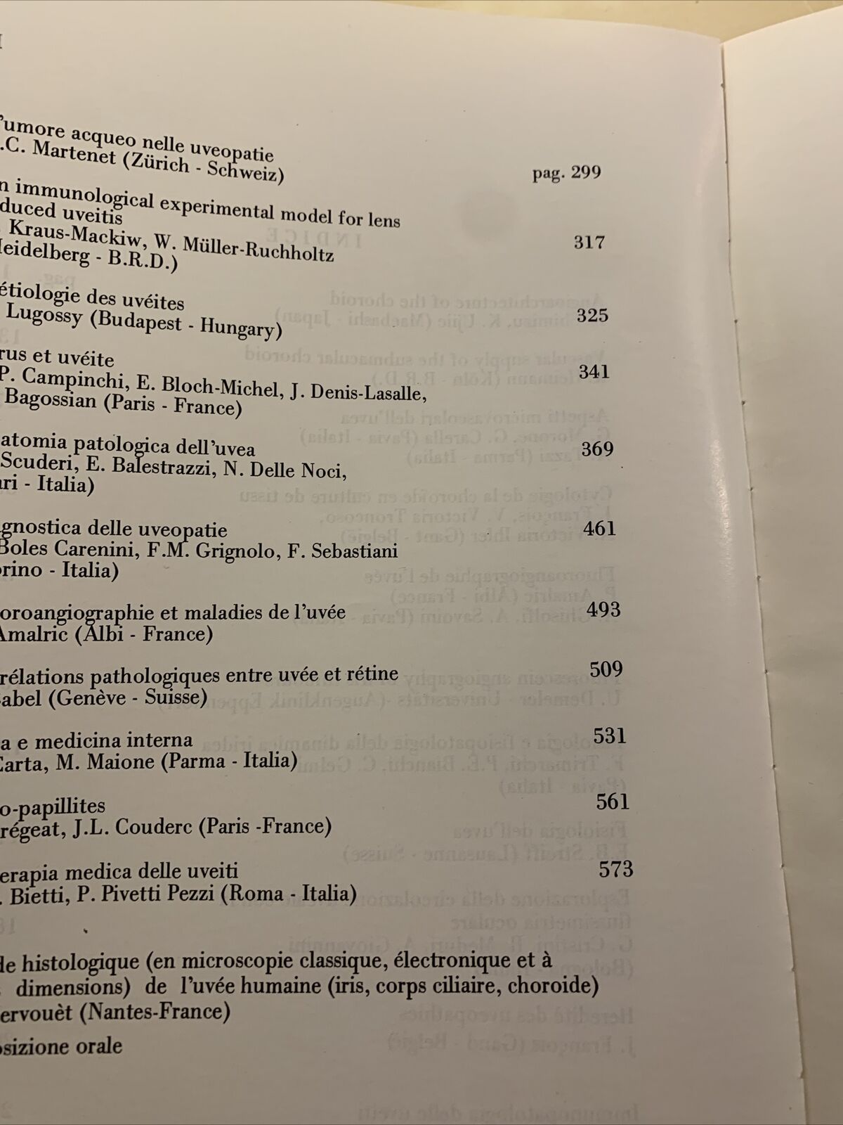 SIMPOSIO INTERNAZIONALE SULL'UVEA. SYMPOSIUM INTERNATIONAL SUR L'UVÉE. PAVESE