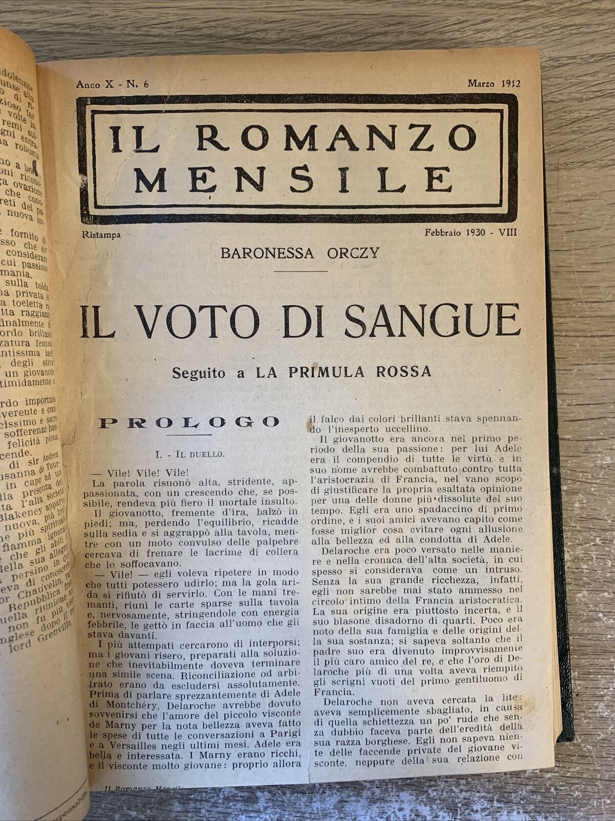 LA PRIMULA ROSSA - 8 NUMERI RILEGATI A LIBRO RISTAMPE DEL 1929/30
