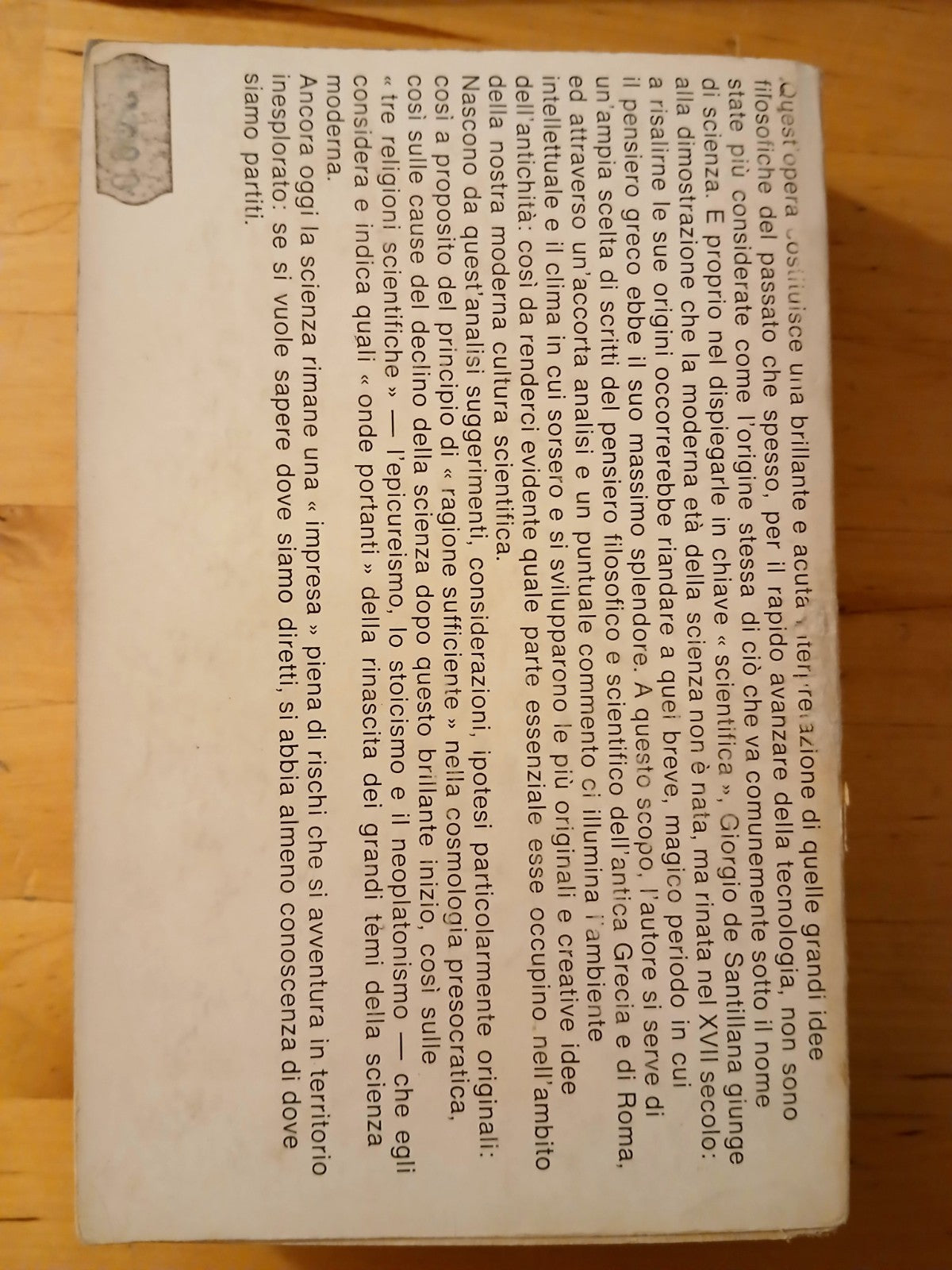 Le origini del pensiero scientifico - Giorgio de Santillana - Sansoni ed. 1966