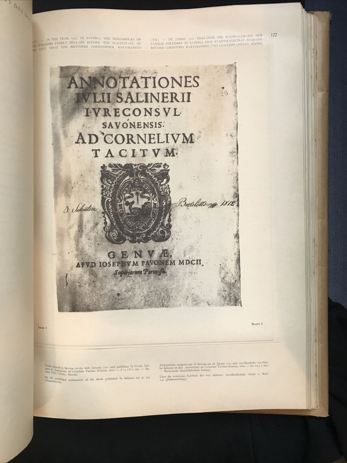 COLOMBO Cristoforo - città di Genova - Edizione Inglese Tedesca 1932
