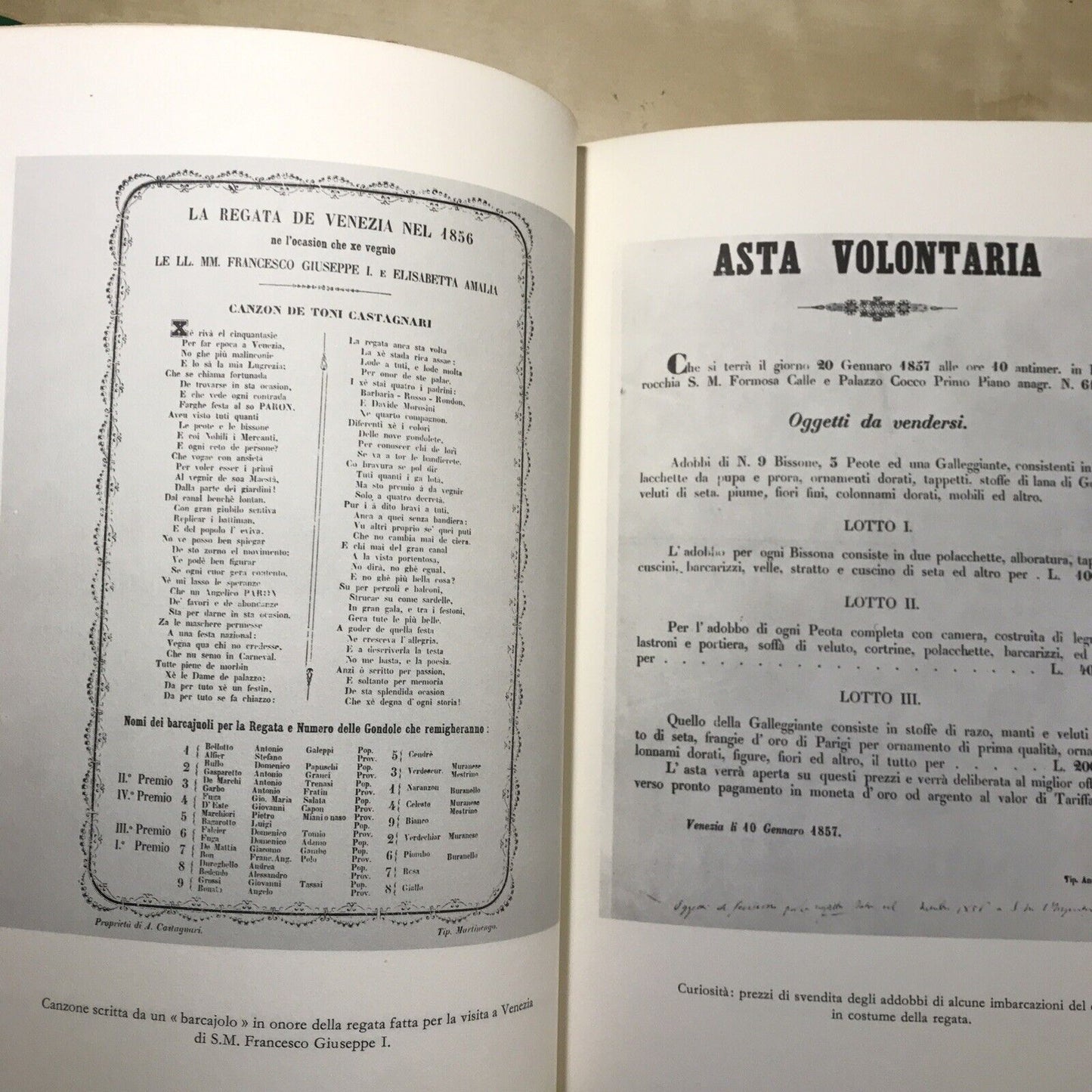 VENEZIA La Regata in Canal Grande, Composizione poetica in dialetto veneziano