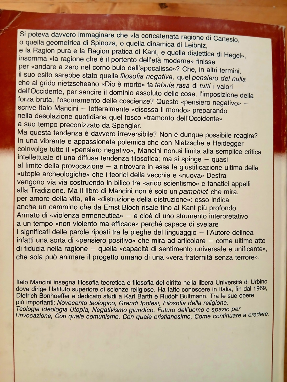 Il pensiero politico e la nuova destra - Italo Mancini, Mondadori 1983
