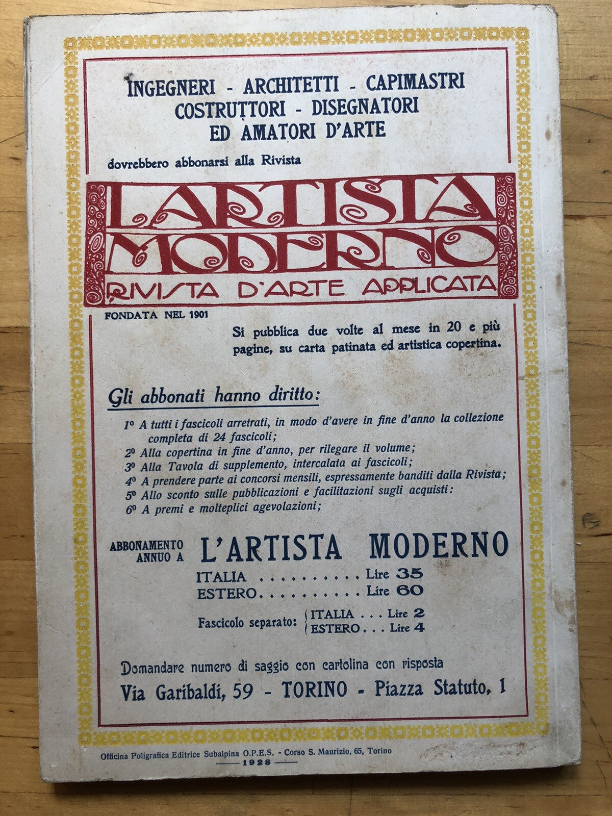 L'artista decoratore italiano volume 1 - 100 tavole, 1927